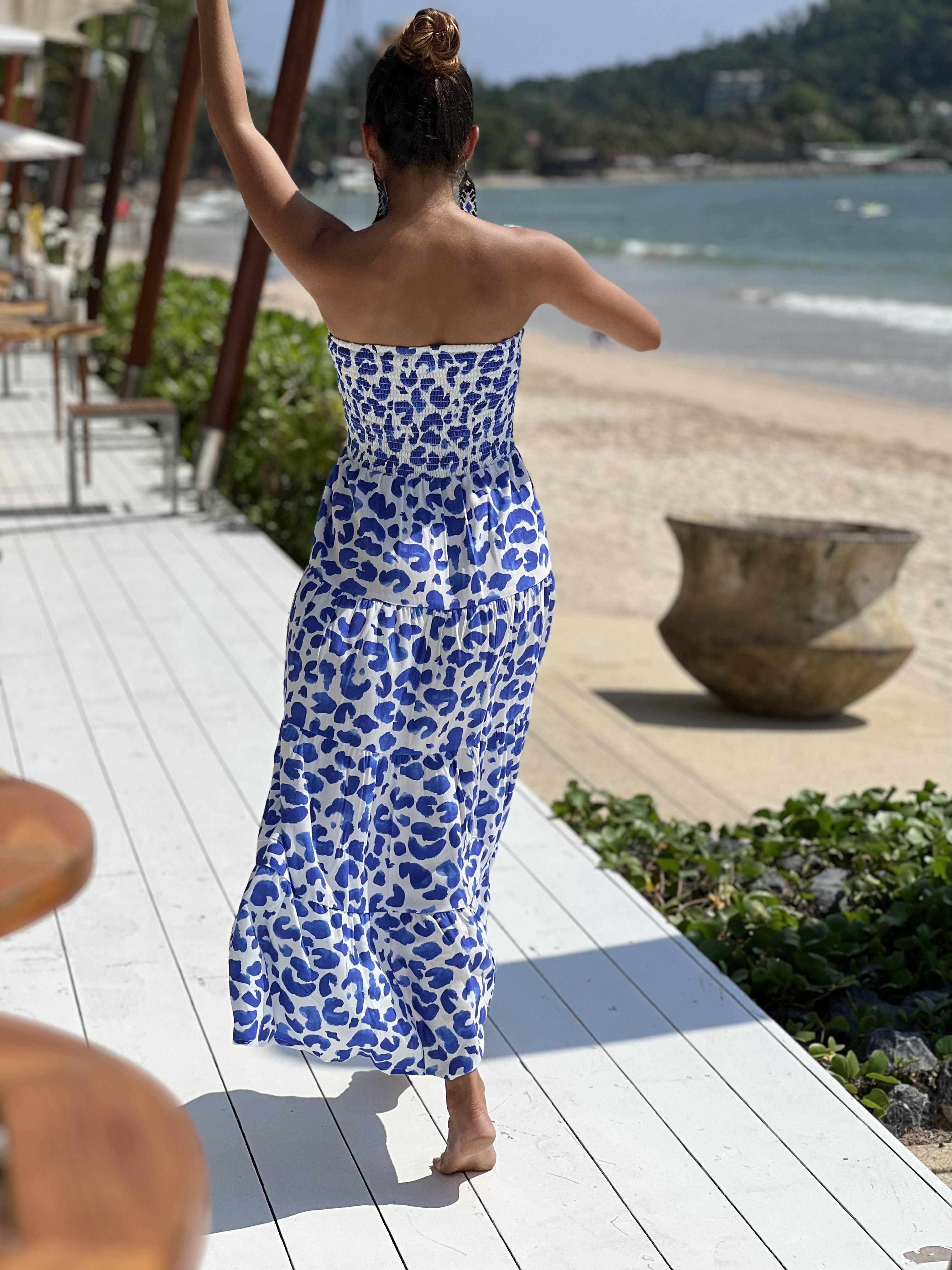 Leo Blue Inna Smock Dress-Resort Collection