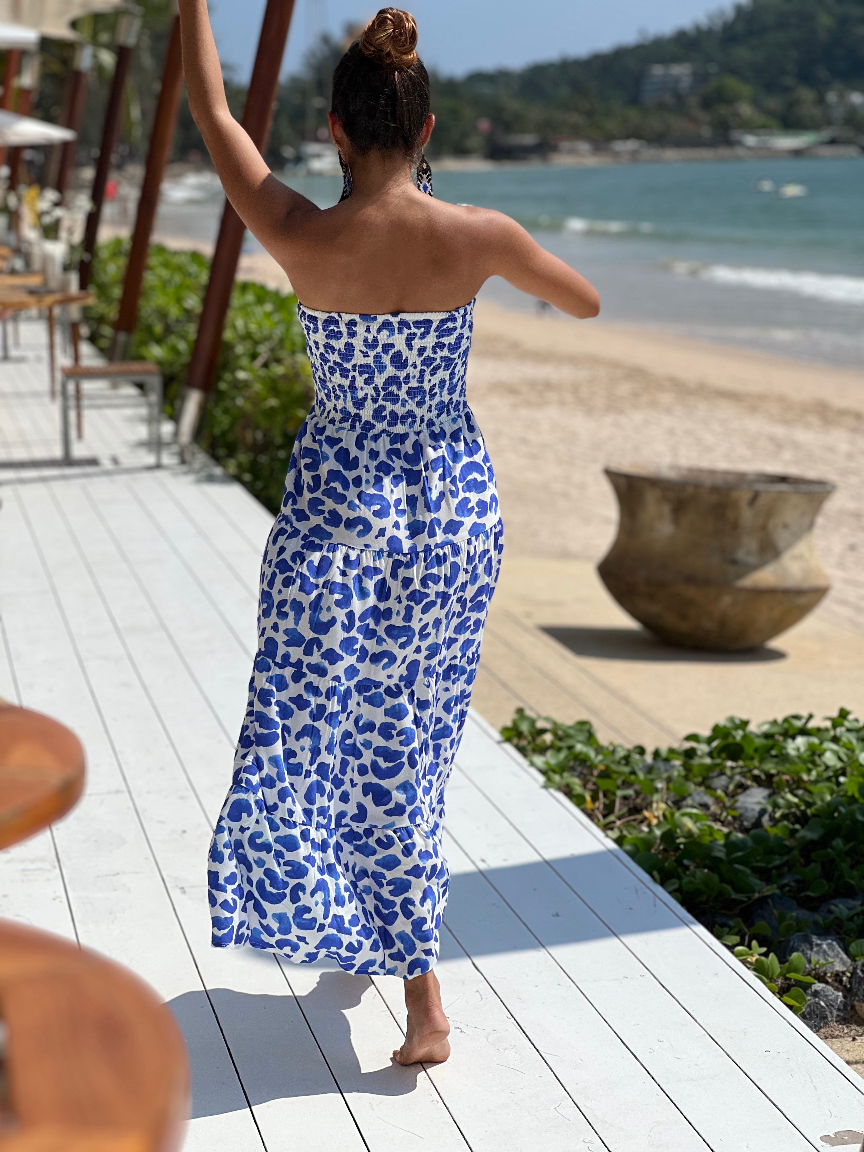 Leo Blue Inna Smock Dress-Resort Collection