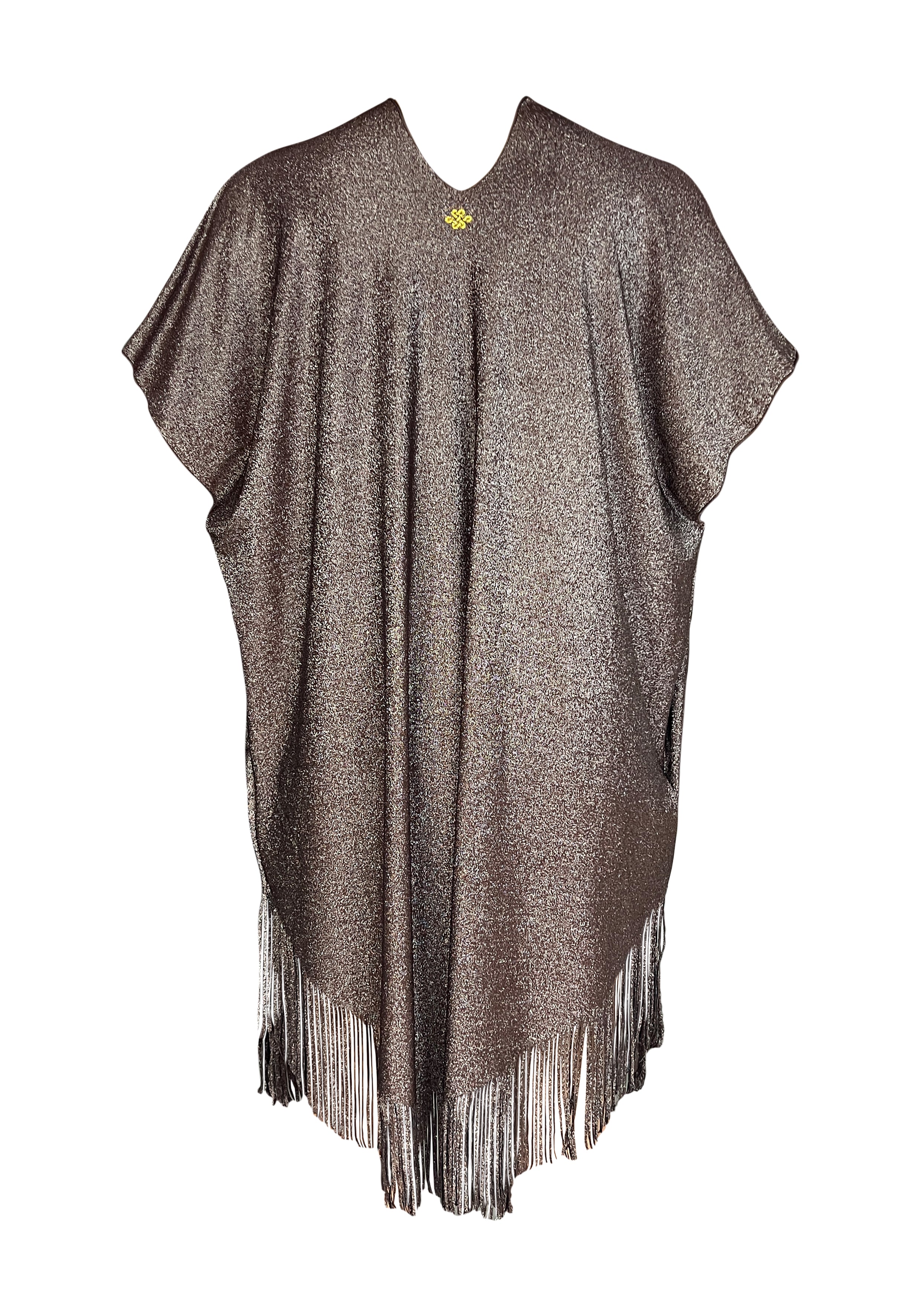 Golden Nougat Lurex Kaftan with Fringe