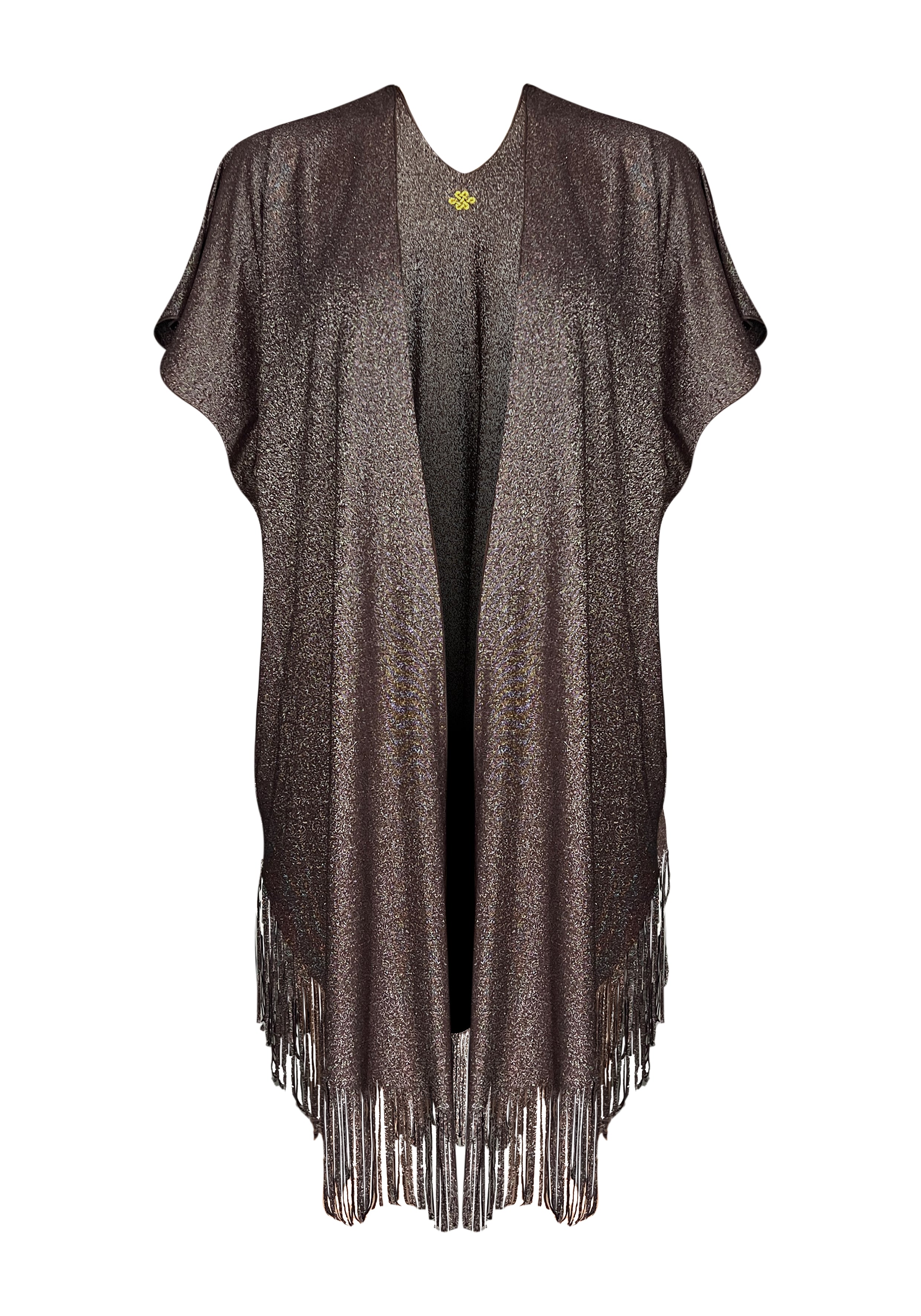 Golden Nougat Lurex Kaftan with Fringe