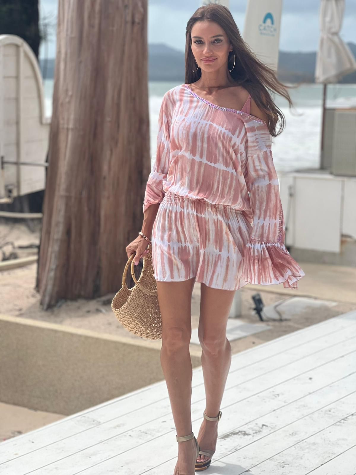 Rose Tan TieDye Now Or Never Dress - Resort Collection