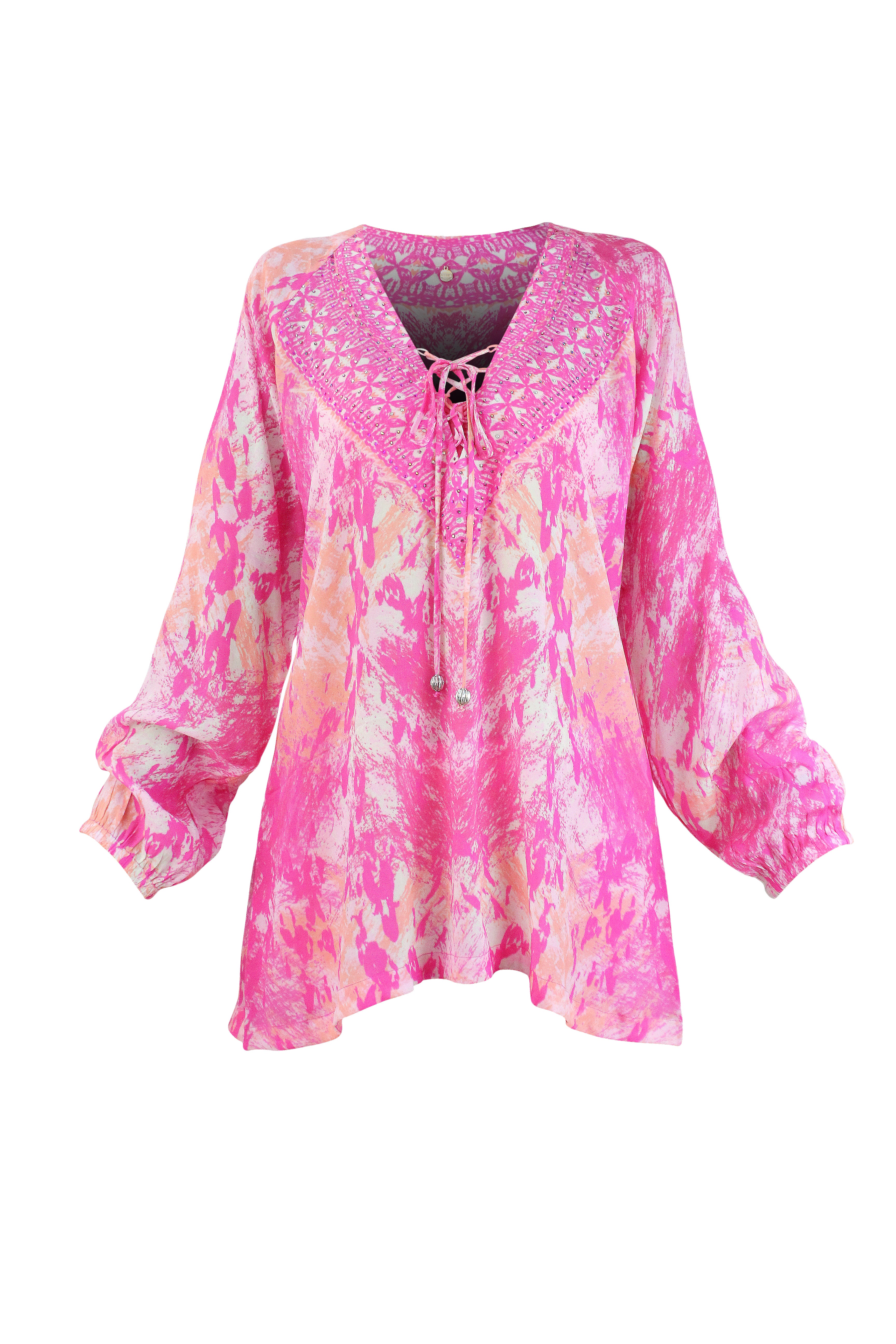Sunset Skin Laceup Blouse - Resort Collection