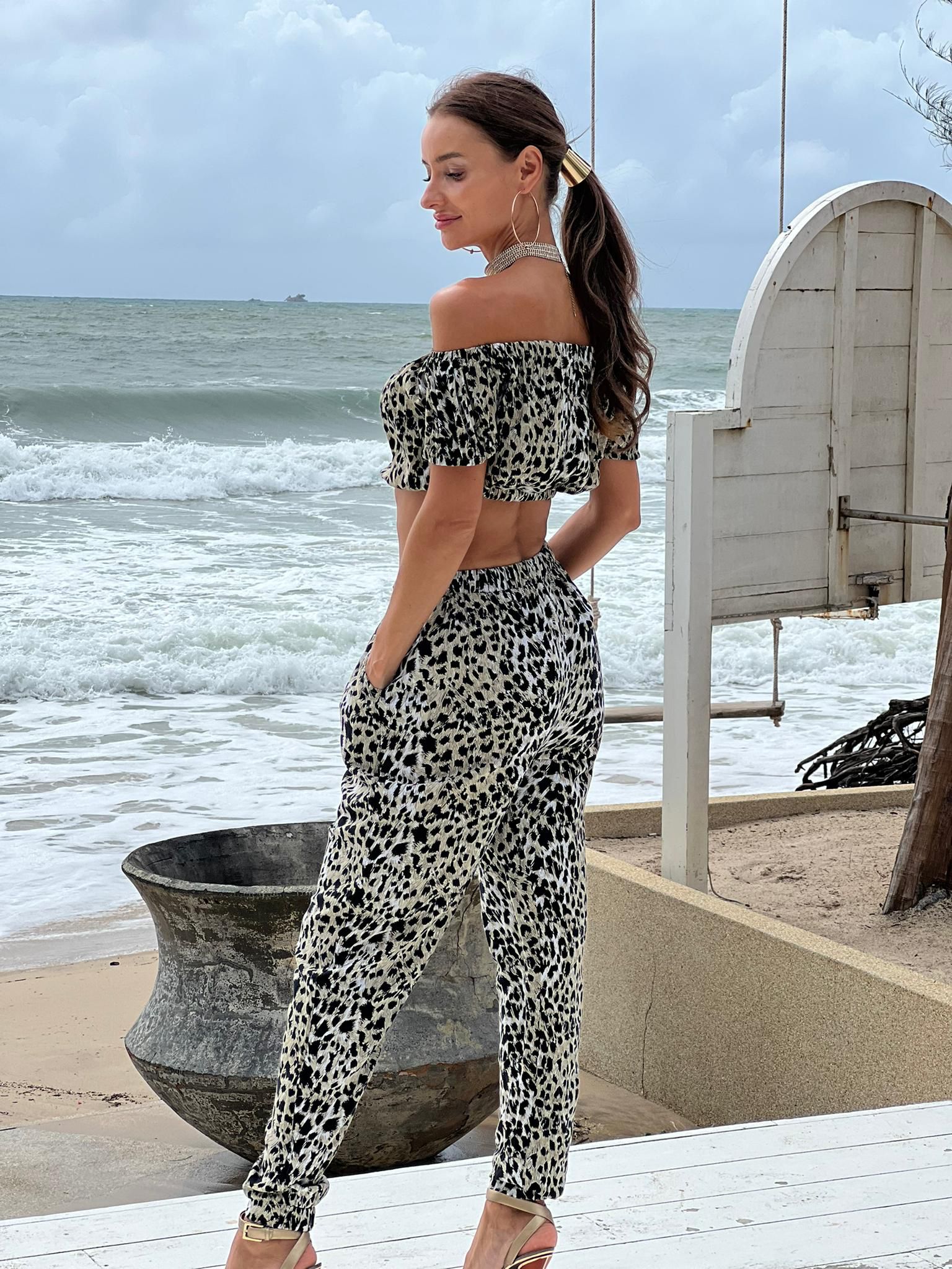 Leopard Black Katya Top - Resort Collection