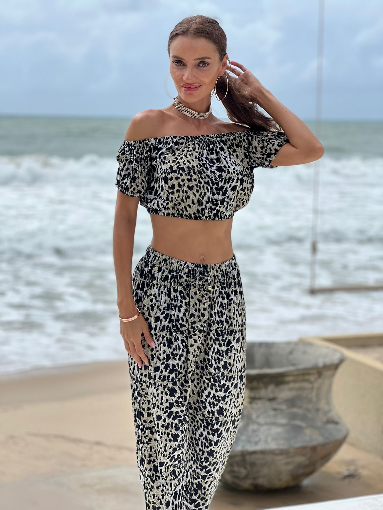 Leopard Black Katya Top - Resort Collection