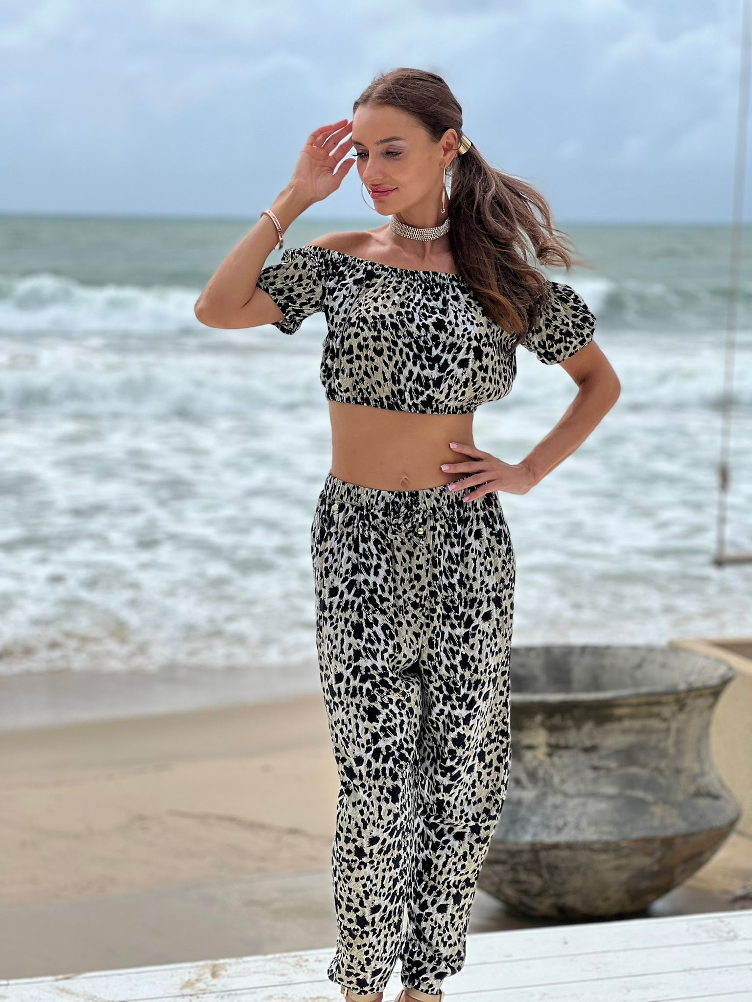 Leopard Black Katya Top - Resort Collection