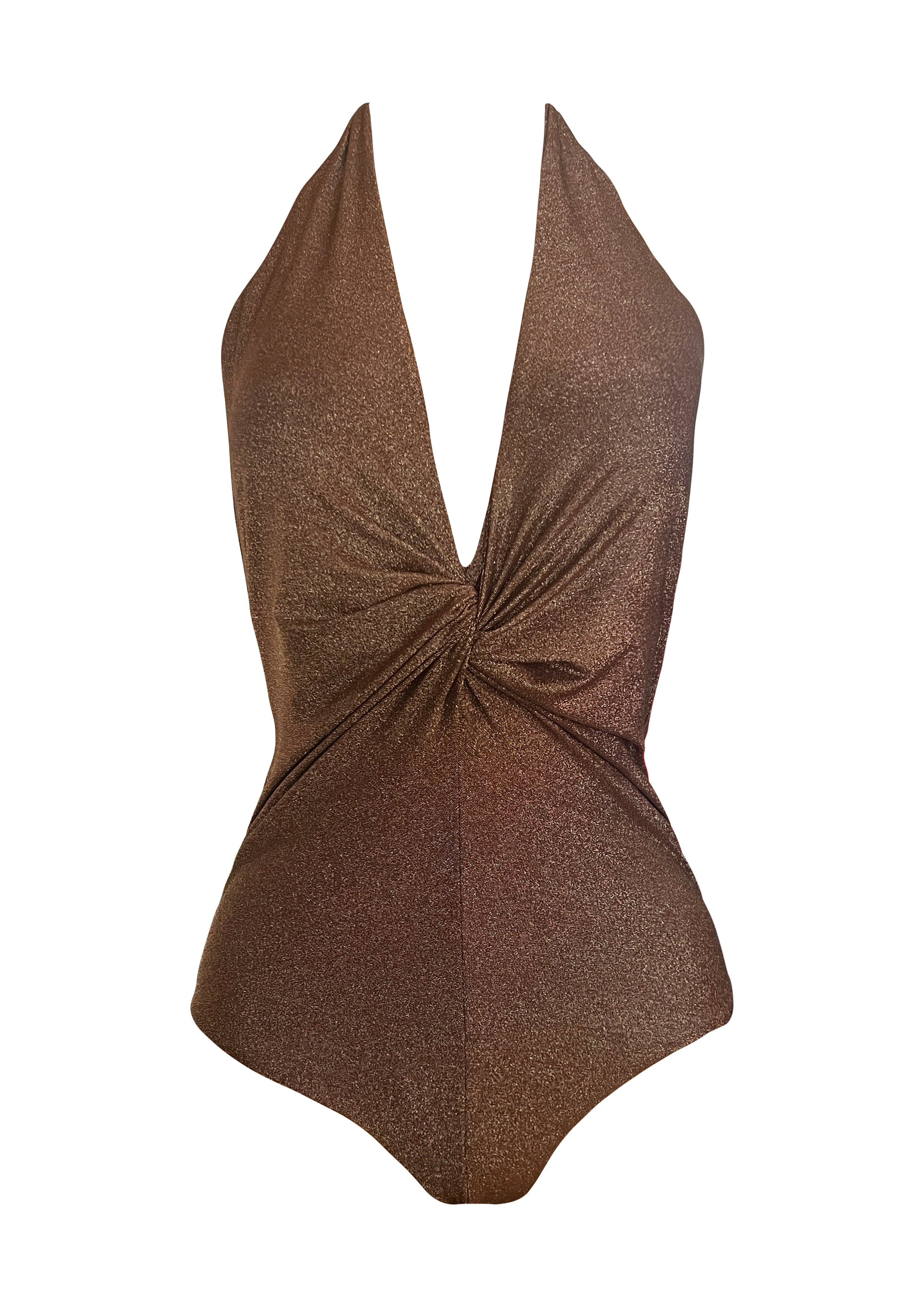 Golden Nougat Deep Plunge Front Twist Onepiece