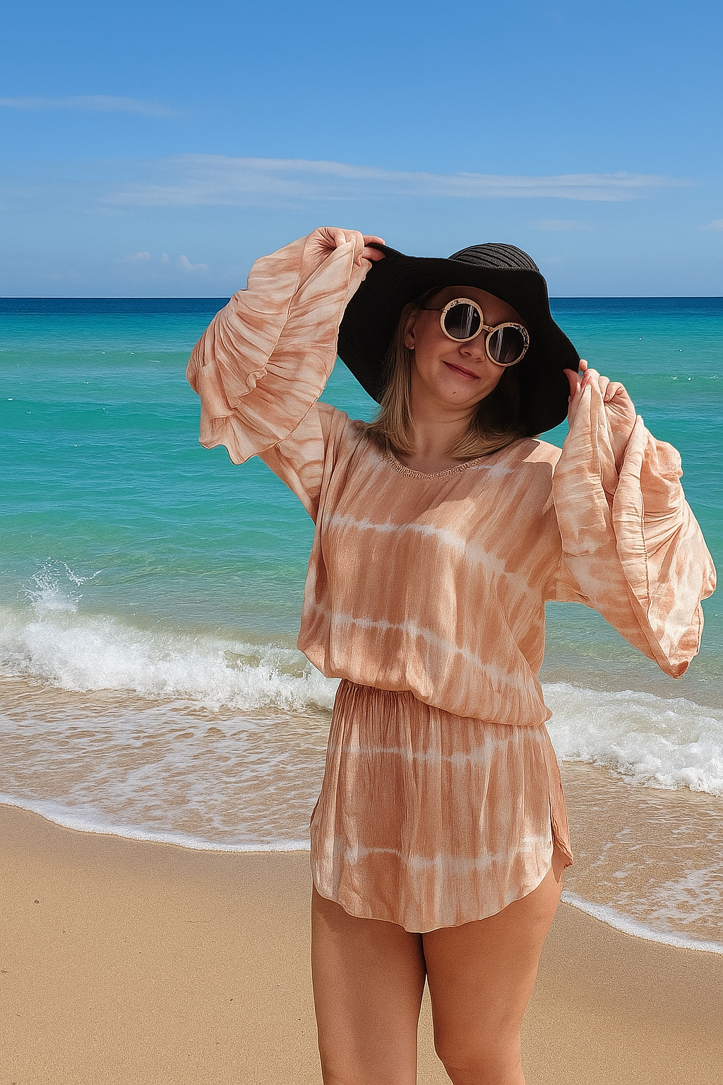 Rose Tan TieDye Now Or Never Dress - Resort Collection