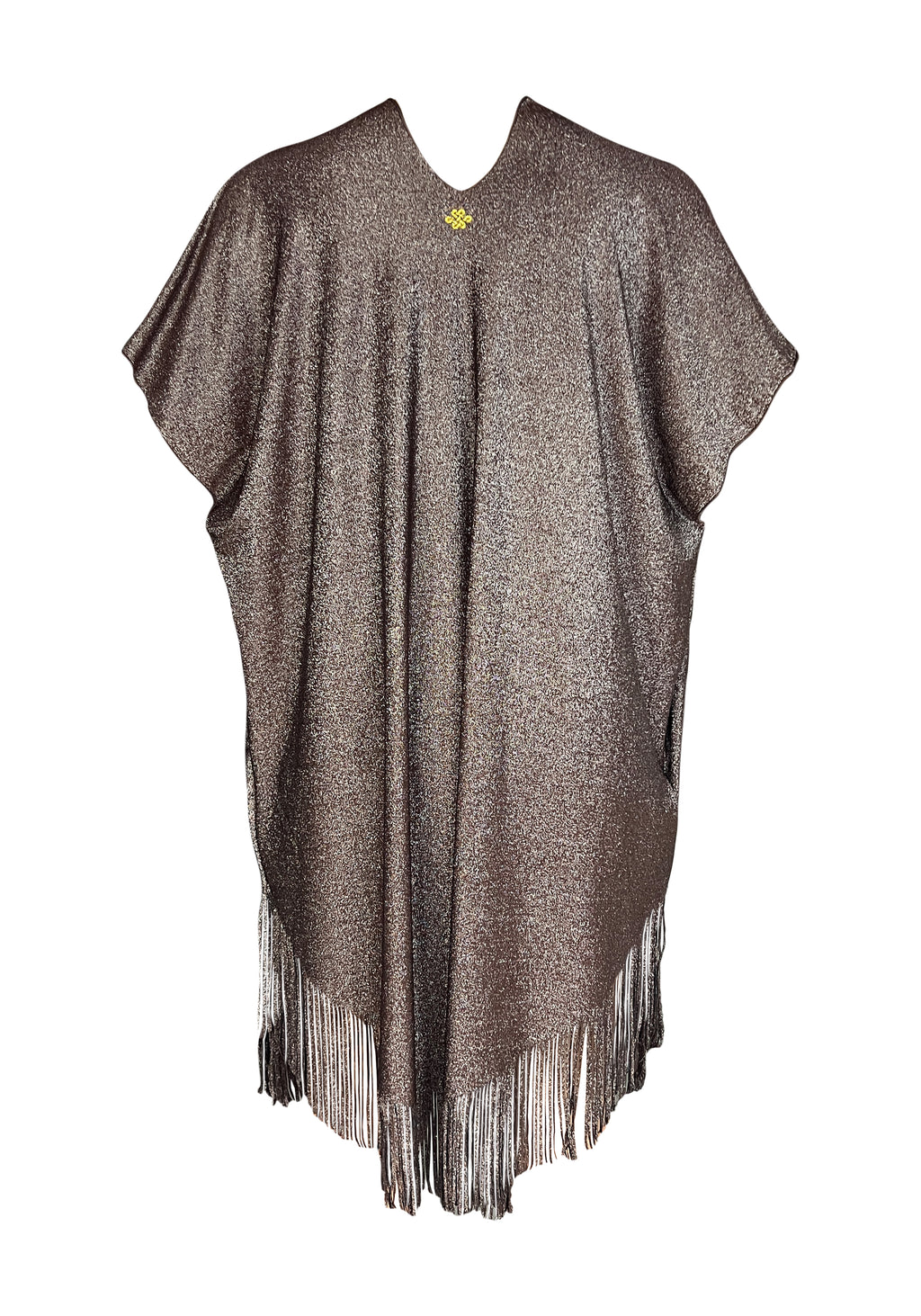 Golden Nougat Lurex Kaftan with Fringe