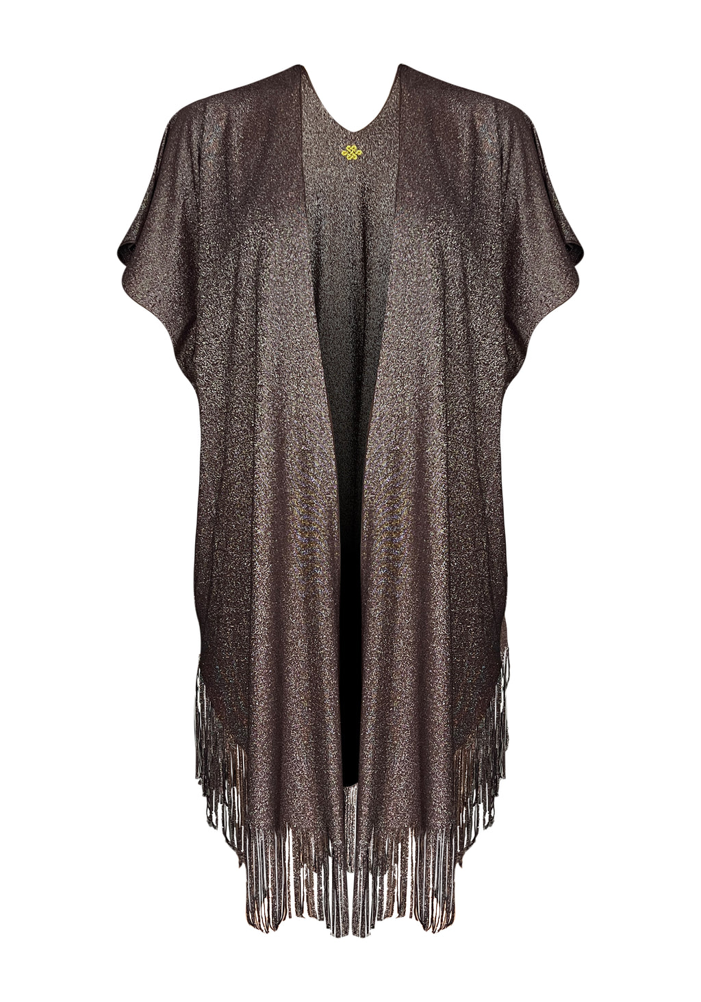 Golden Nougat Lurex Kaftan with Fringe