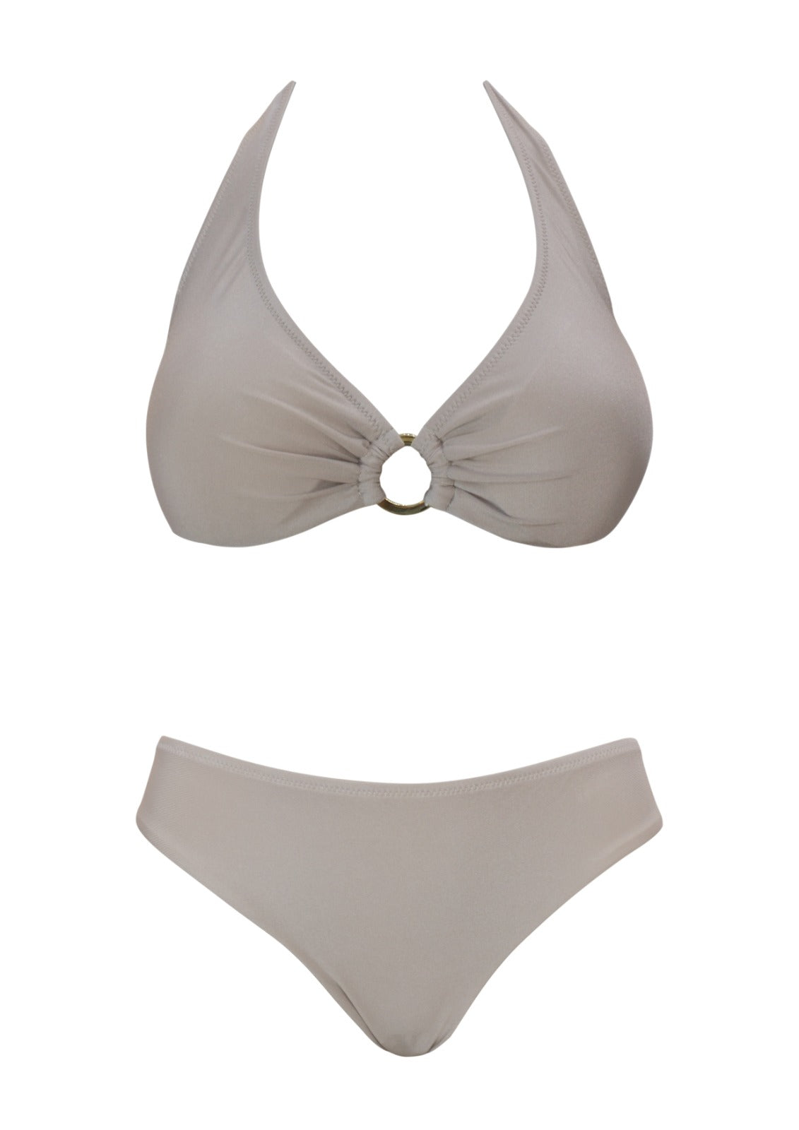 Paros sand UW Halter Ring Top w Removable cups