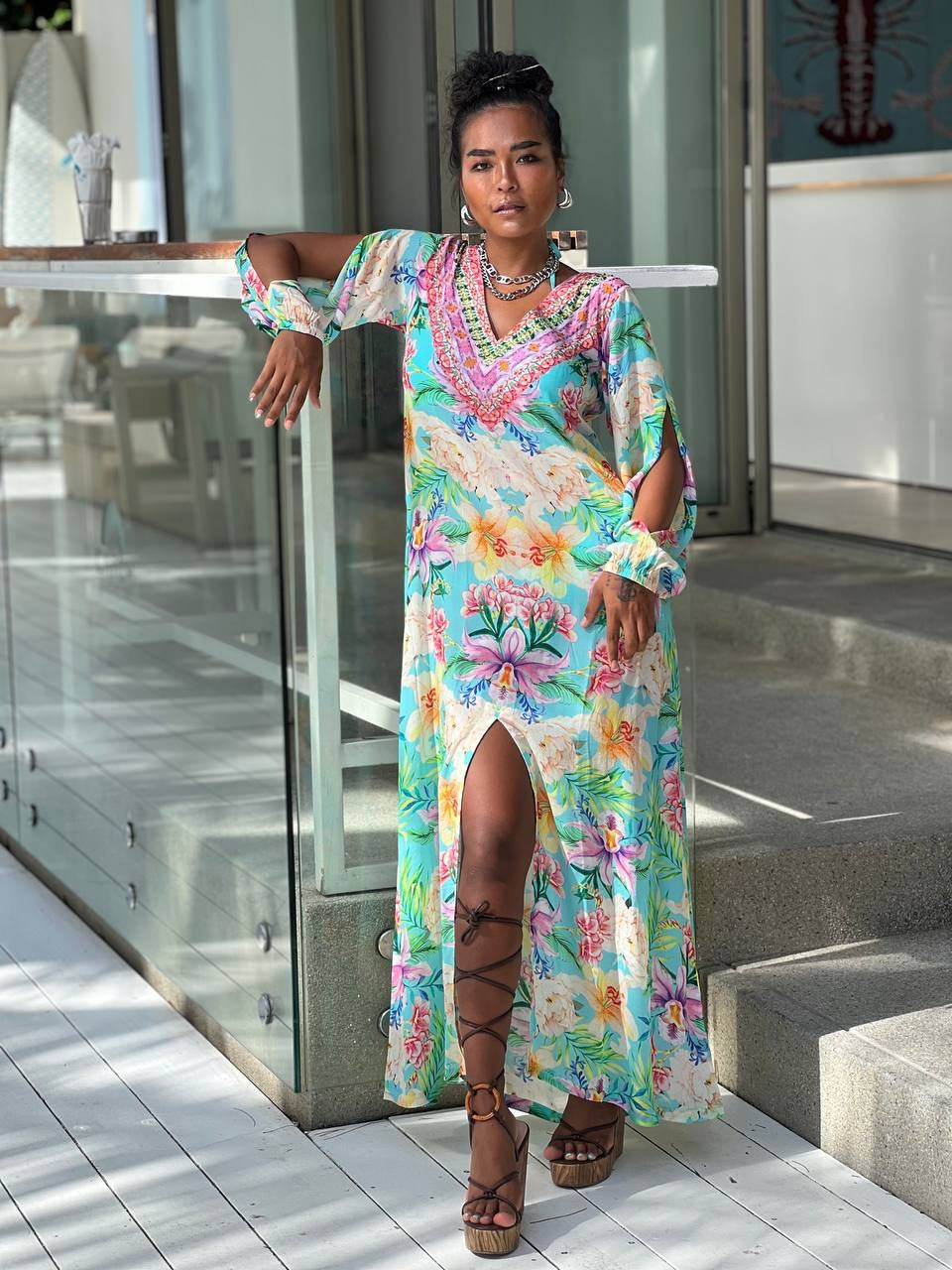 Phuket Holiday Front Slit Kaftan - Resort Collection