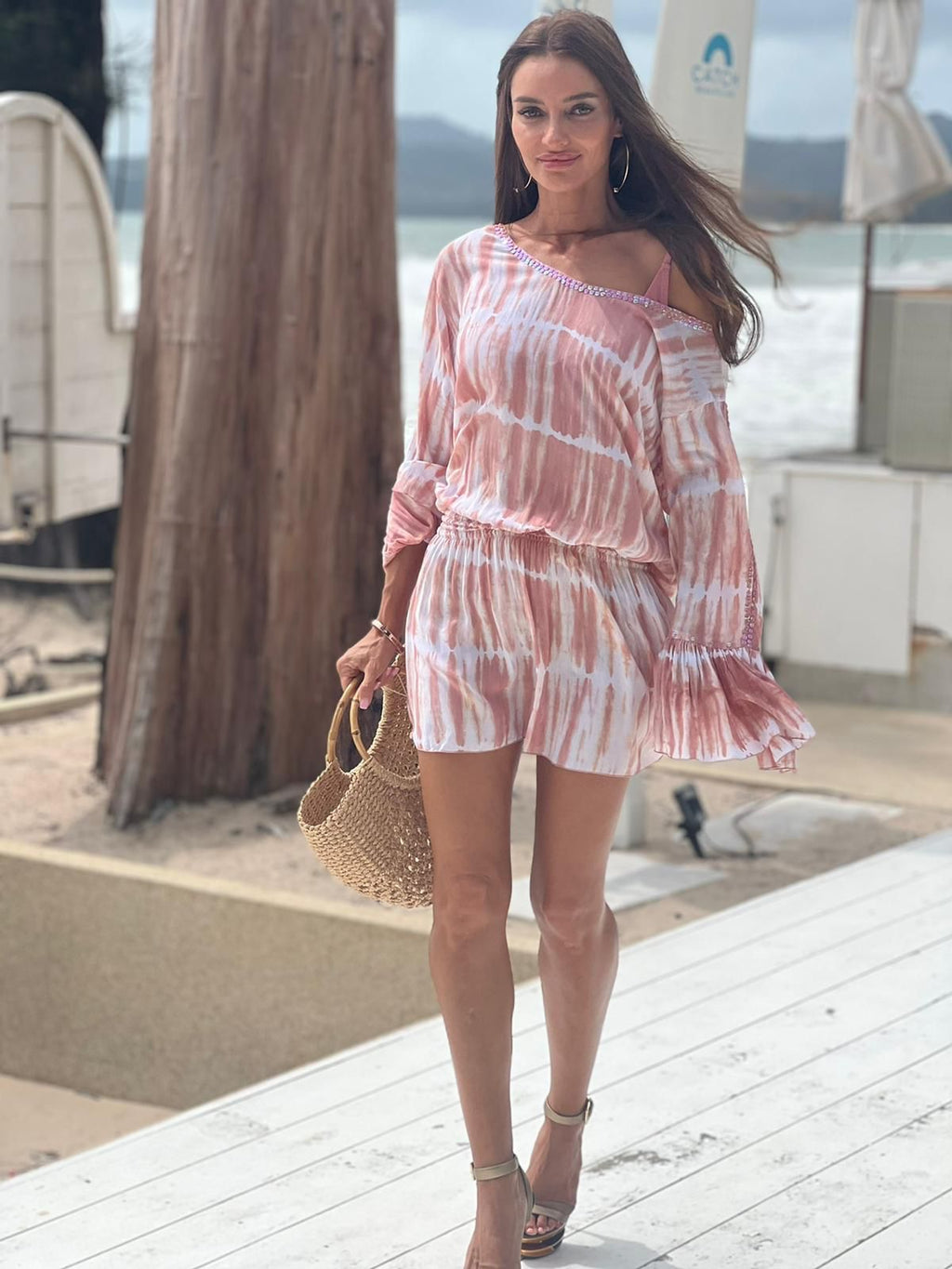 Rose Tan TieDye Now Or Never Dress - Resort Collection