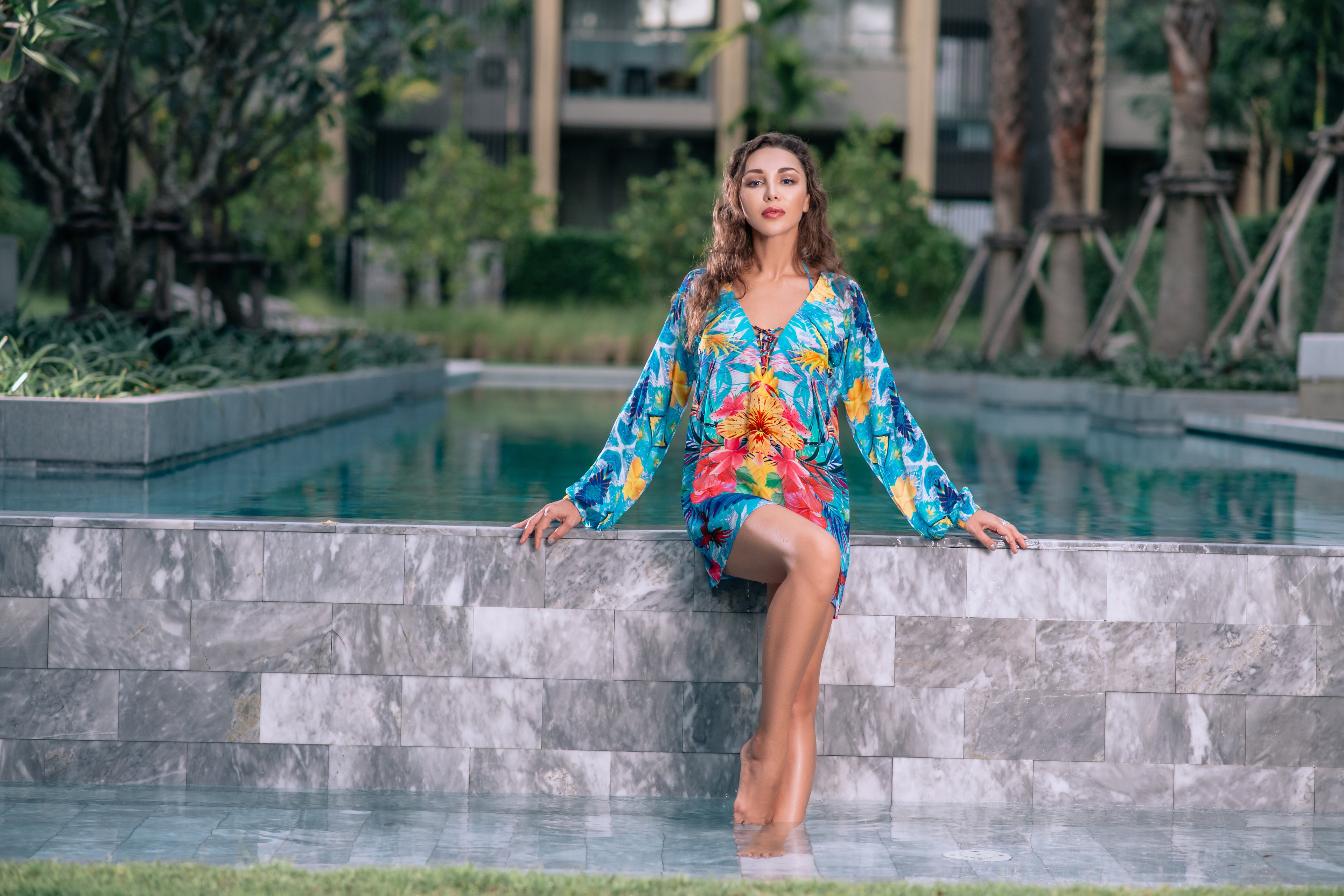 Andressa Lace up Blouse - Resort Collection