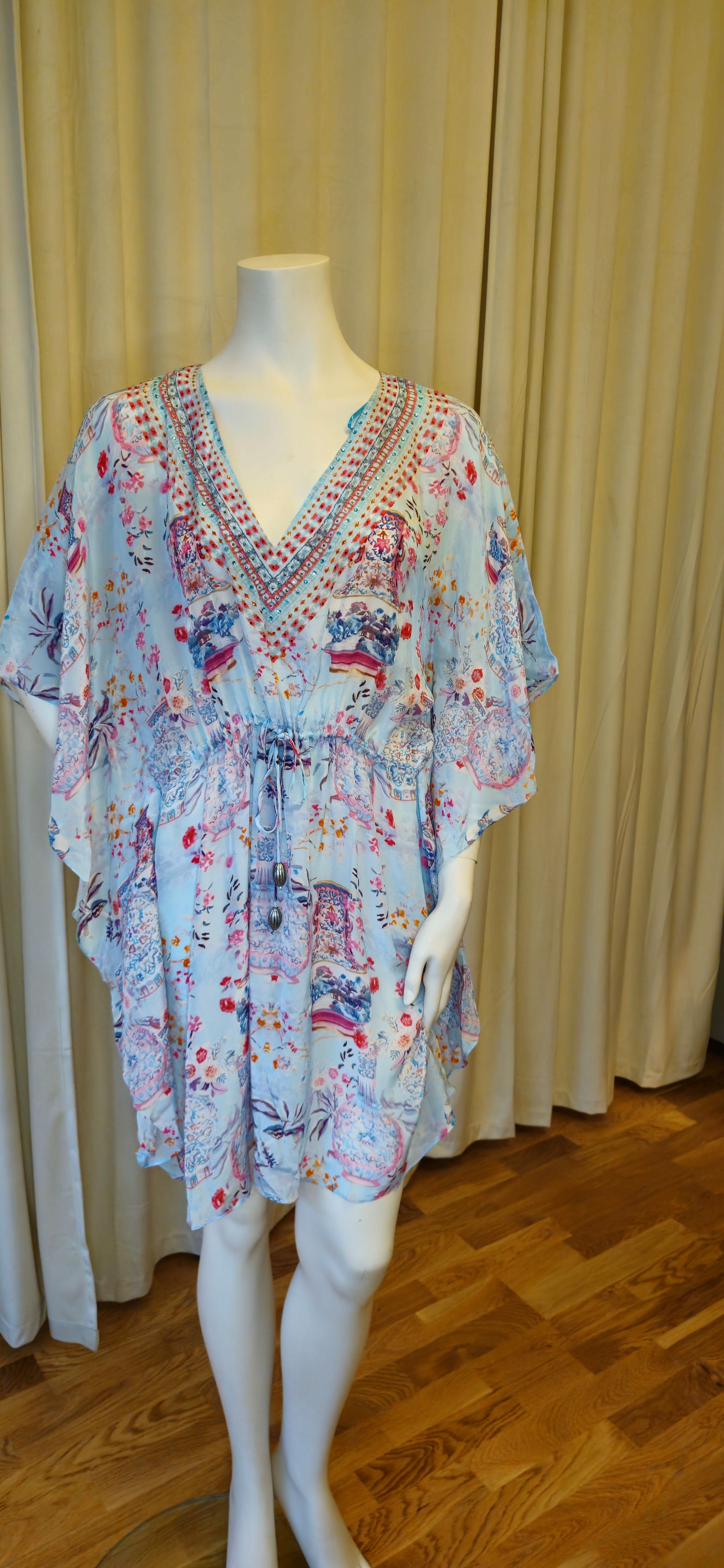 Blue Pompeii Kort Kaftan - Resort Collection