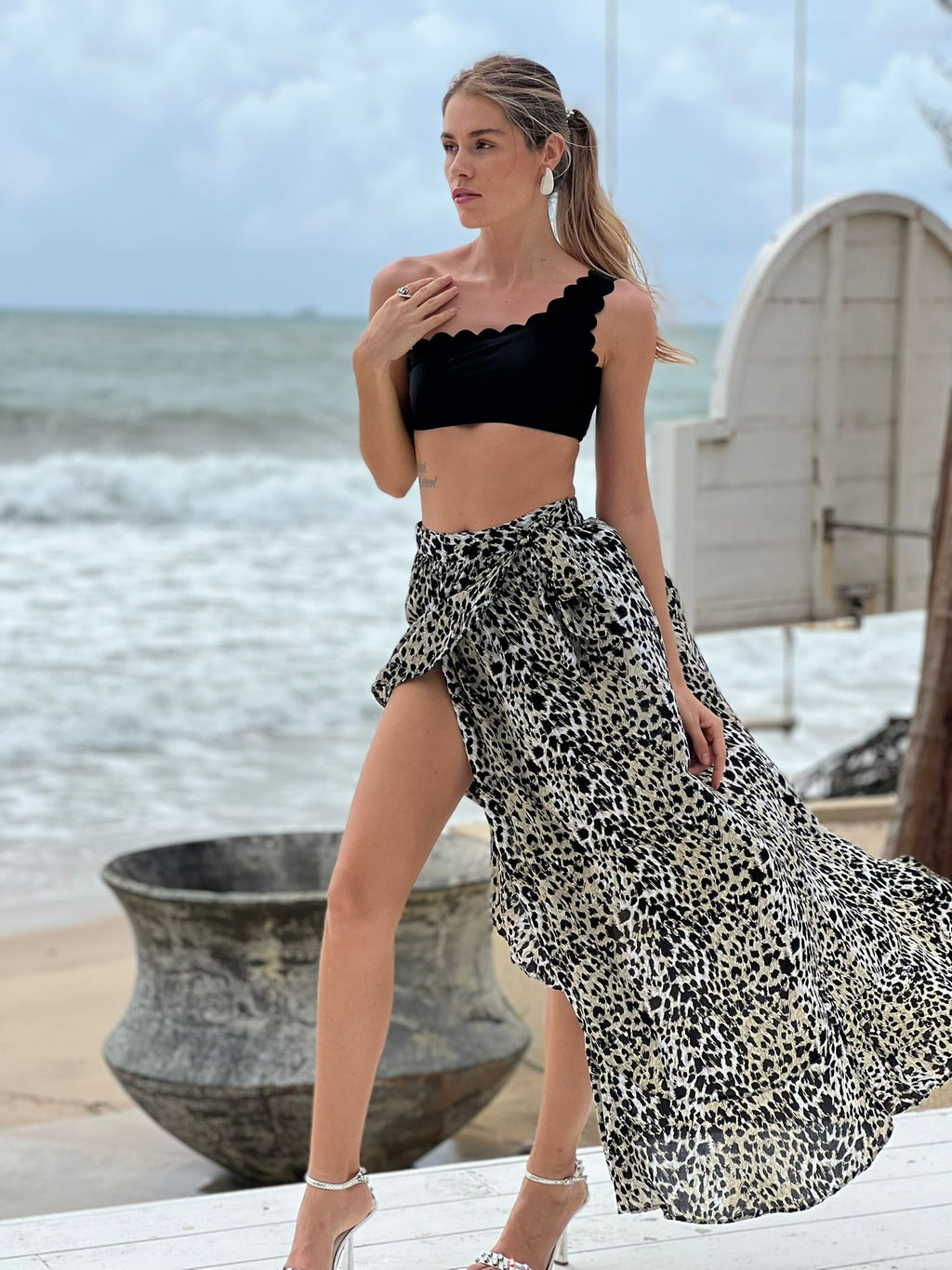 Leopard Black Katya Skirt - Resort Collection