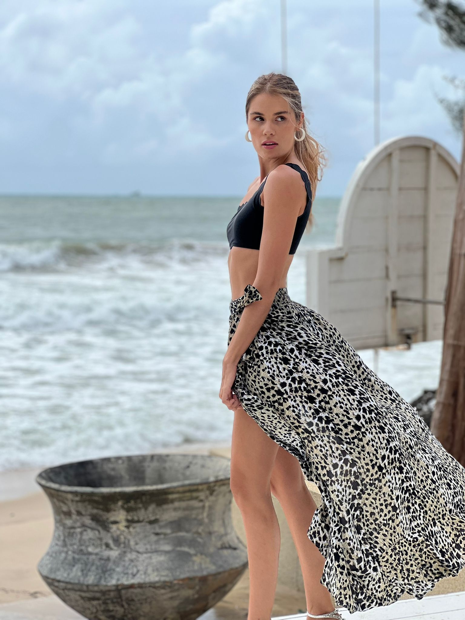 Leopard Black Katya Skirt - Resort Collection