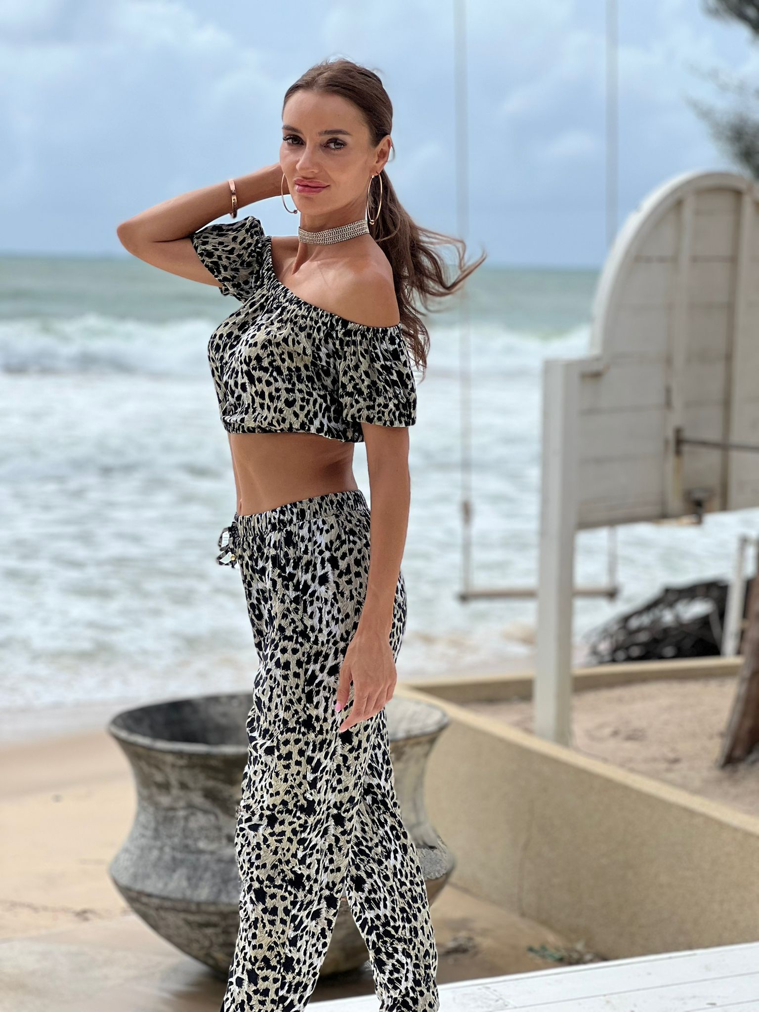 Leopard Black Katya Top - Resort Collection