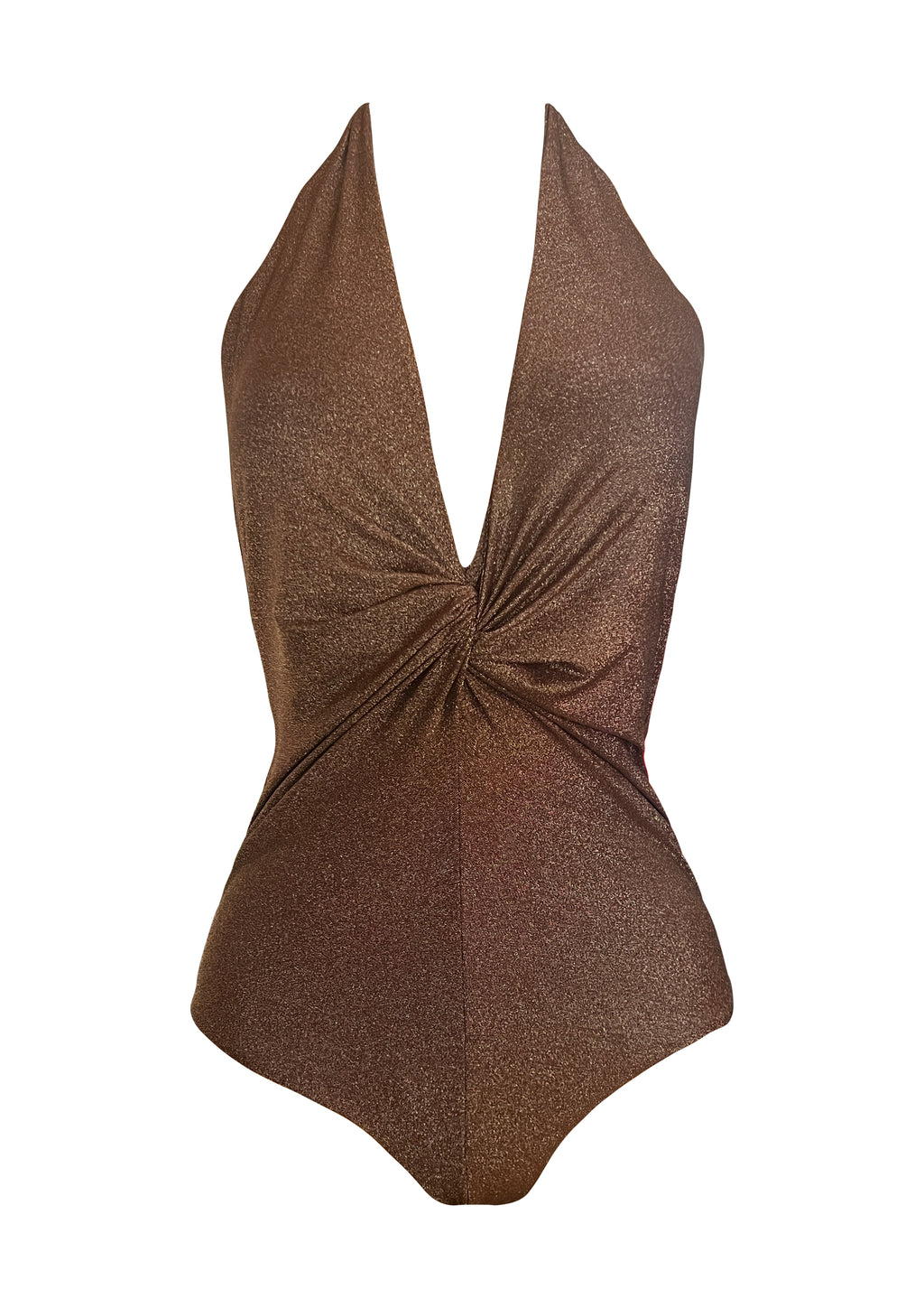 Golden Nougat Deep Plunge Front Twist Onepiece